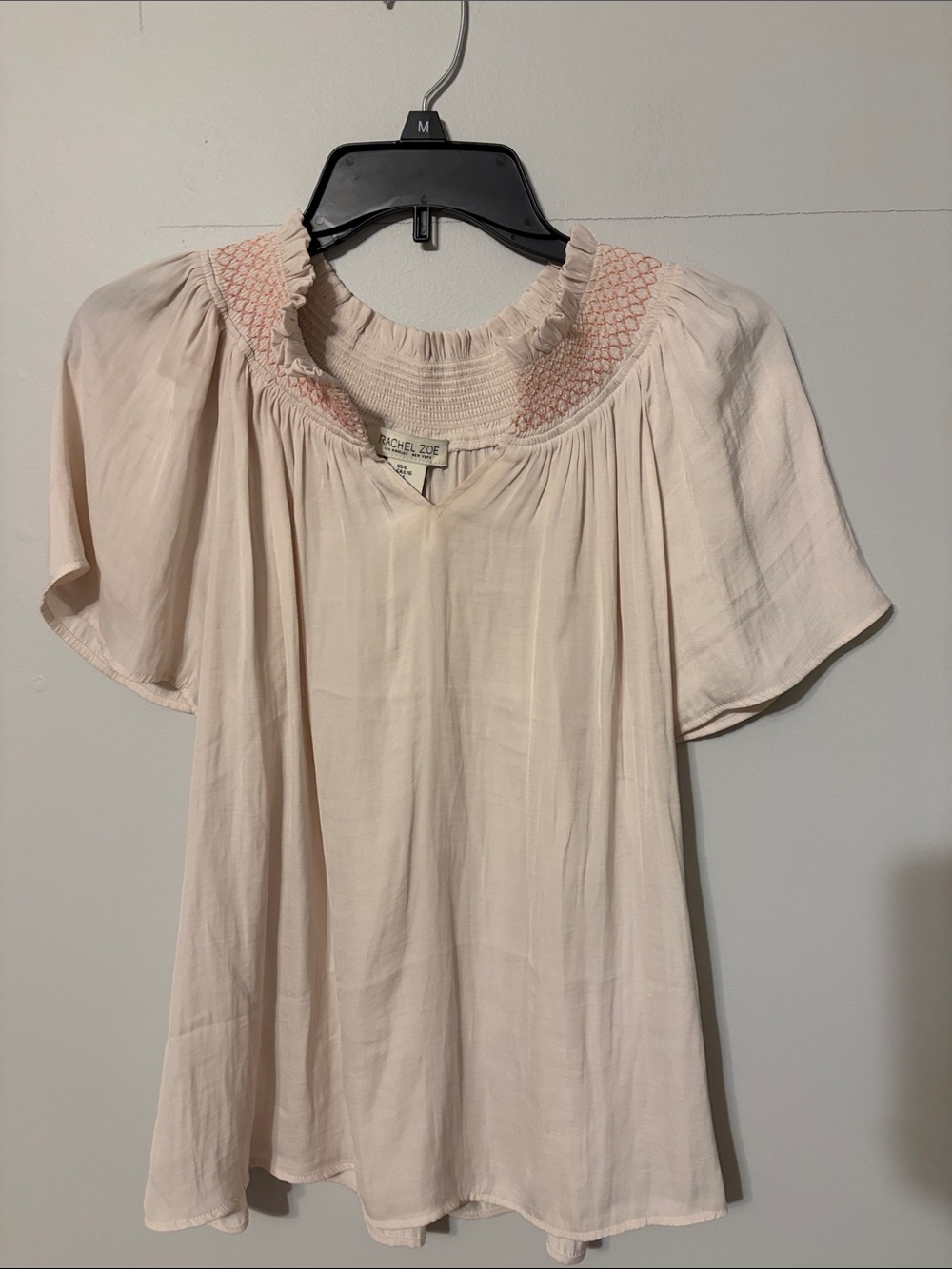 Rachel Zoe Cream Blouson Top with Smocked Yoke.large. 💯 polyester.